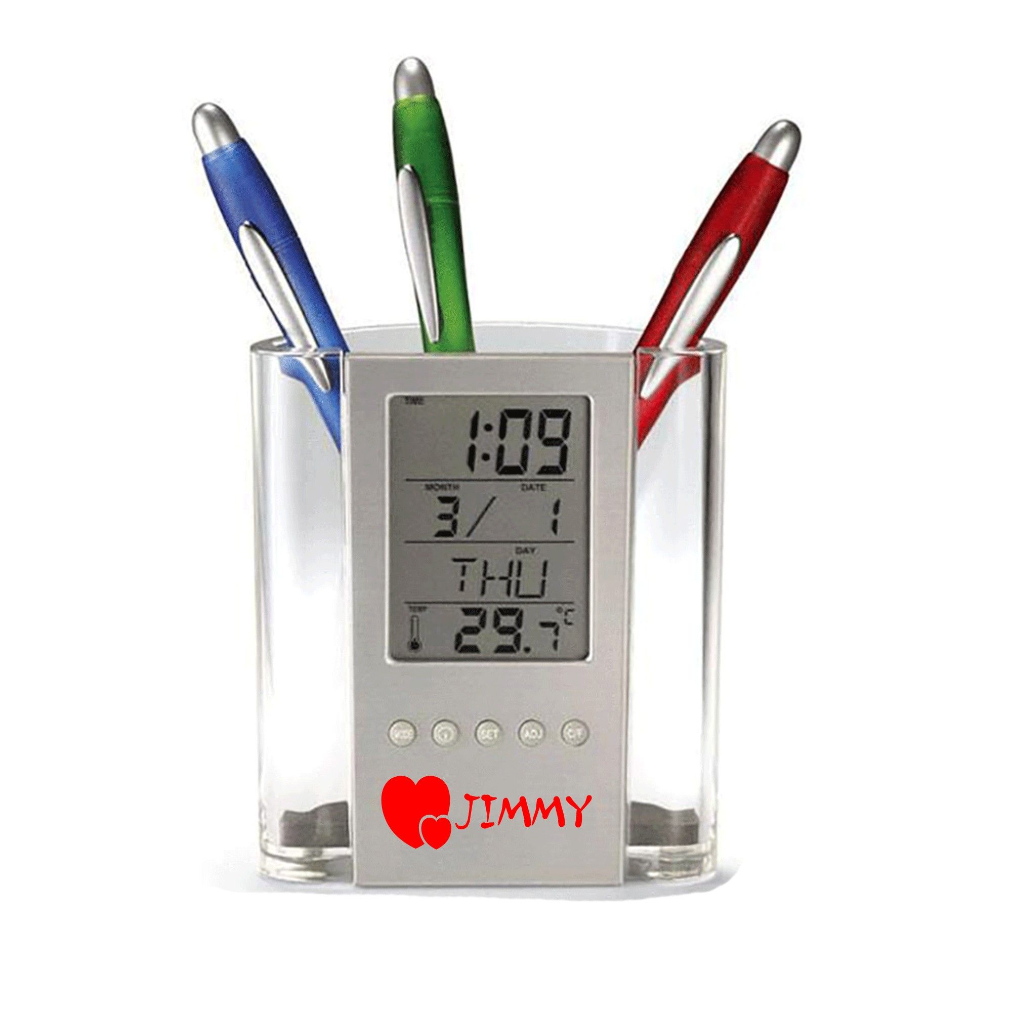 Deluxe Pen Holder With Digital Clock